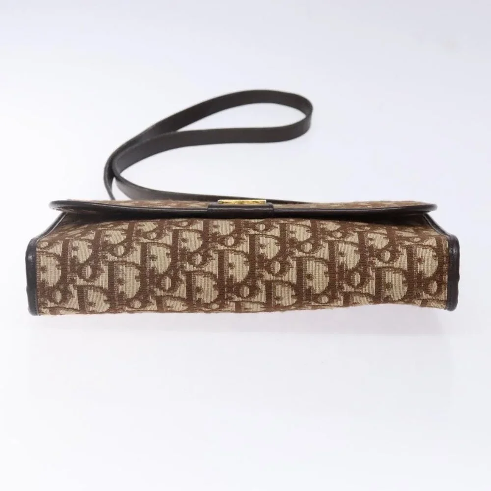 Authentic Christian Dior Trotter Canvas Shoulder Bag Brown Gold - Picture 12 of 16